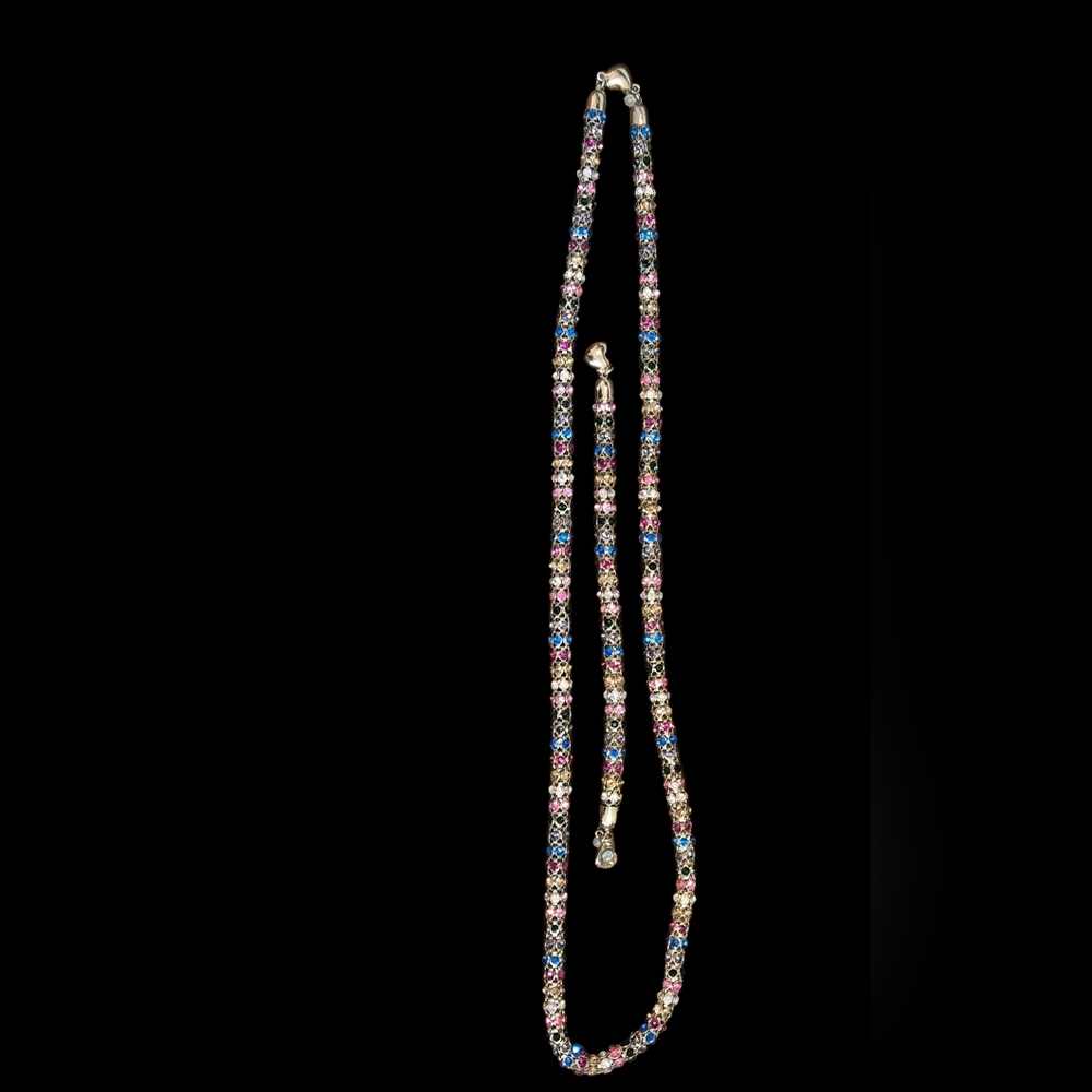 Multicolor Crystal Boho Beaded Necklace & Bracelet W Mag Clasp Mother's Day Gift